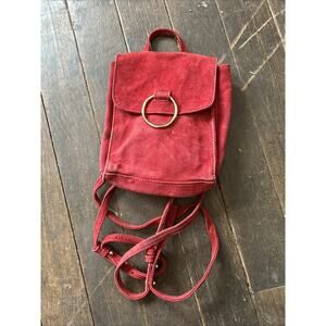 ASOS Red Suede Leather Small Backpack Preowned Women's Bag